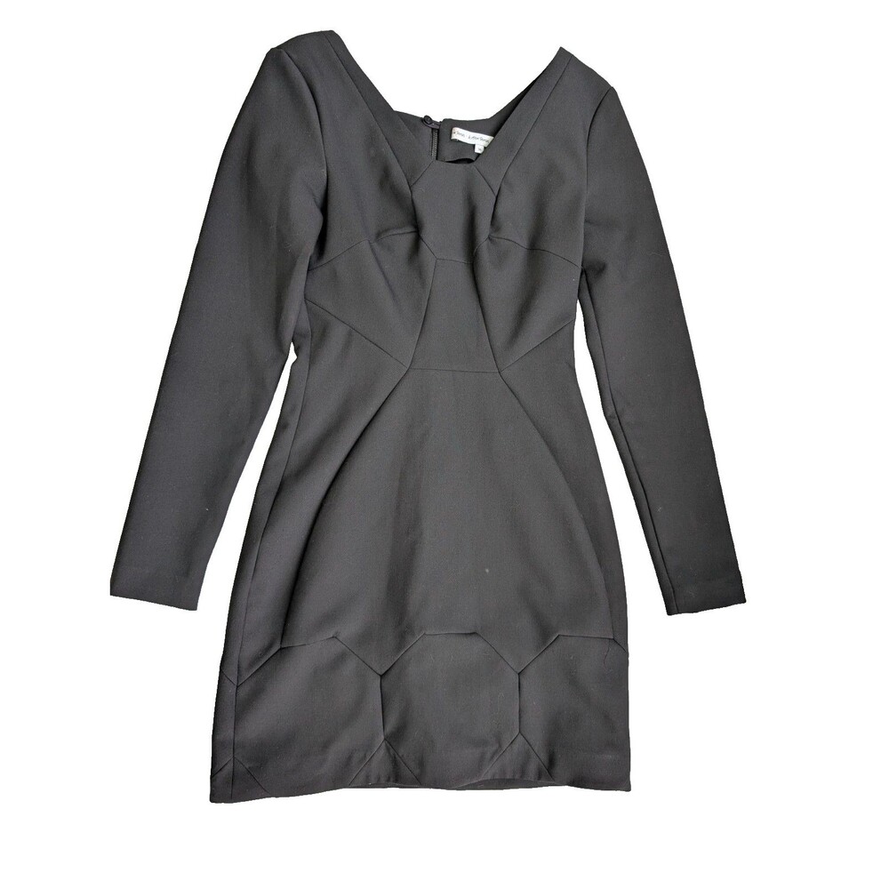 & Other Stories Black Geometric Panel Long Sleeve Sheath Mini Dress EU 36 US 4
